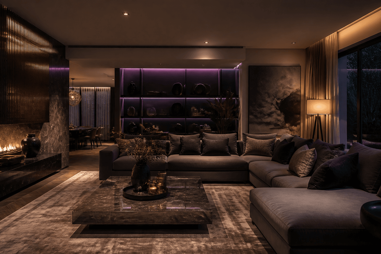 Modern living room with a sectional sofa